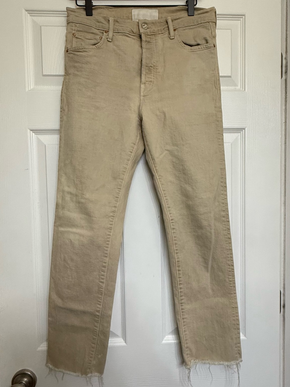 MOTHER Cream Straight-Leg Jeans